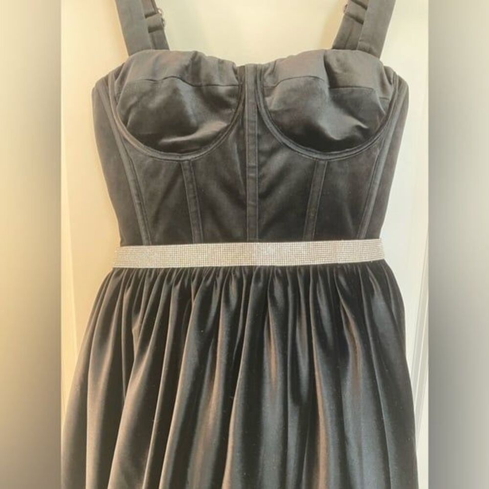 NWOT Bronx And Banco Mademoiselle VelvetCorset Mini Dress, Black - Picture 11 of 12